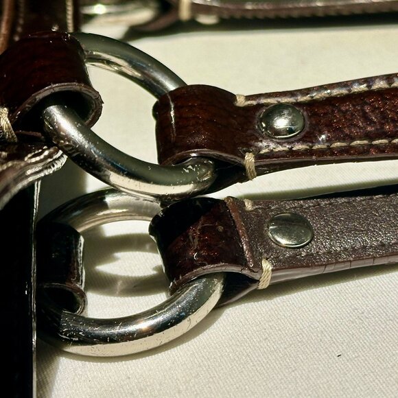 COACH East West Gallery Tote Patent Leather Brown Silver 10380 Clip Closure Tag - Picture 9 of 16